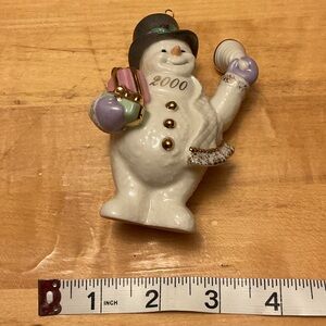 Lenox Snowman Ornament with Gifts and Hat